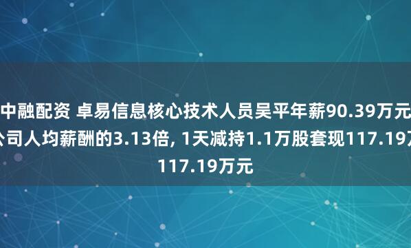 中融配资 卓易信息核心技术人员吴平年薪90.39万元是公司人均薪酬的3.13倍, 1天减持1.1万股套现117.19万元