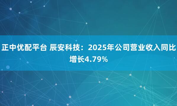 正中优配平台 辰安科技：2025年公司营业收入同比增长4.79%